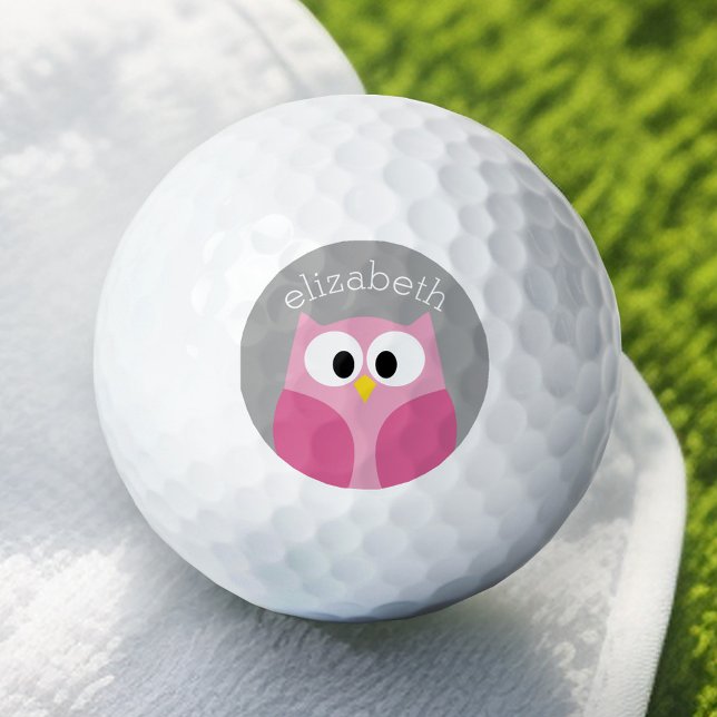 Niedlicher Cartoon - Rosa und Grau Individuelle Na Golfball (Add Your Name to this Personalized Golf Ball)