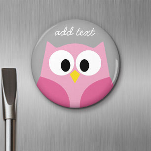 Niedlicher Cartoon - Rosa und Grau Individuelle Na Magnet