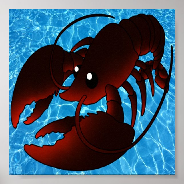Niedlicher Cartoon Roter Hummer Poster (Vorne)