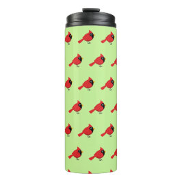 Niedlicher Cartoon Roter Kardinal mit Blume Thermosbecher