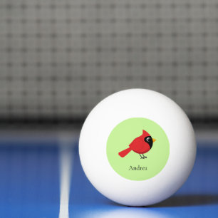 Niedlicher Cartoon Roter Kardinal mit Blume Tischtennisball