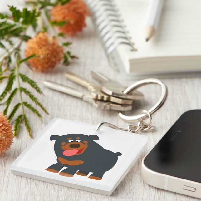 Niedlicher Cartoon Rottweiler Akryllischer Schlüss Schlüsselanhänger (Vorderseite rechts)