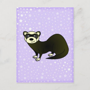 Niedlicher Cartoon Sable Ferret Lila Star Postkarte