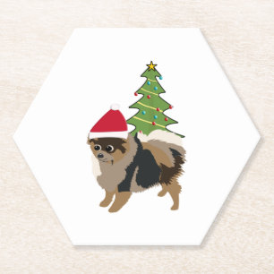 Niedlicher Cartoon Sable-Spitz in einer Weihnachts Untersetzer