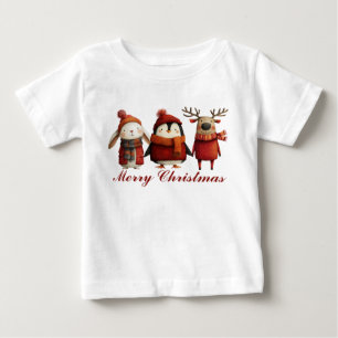 Niedlicher Cartoon Santa Animals Frohe Weihnachten Baby T-shirt