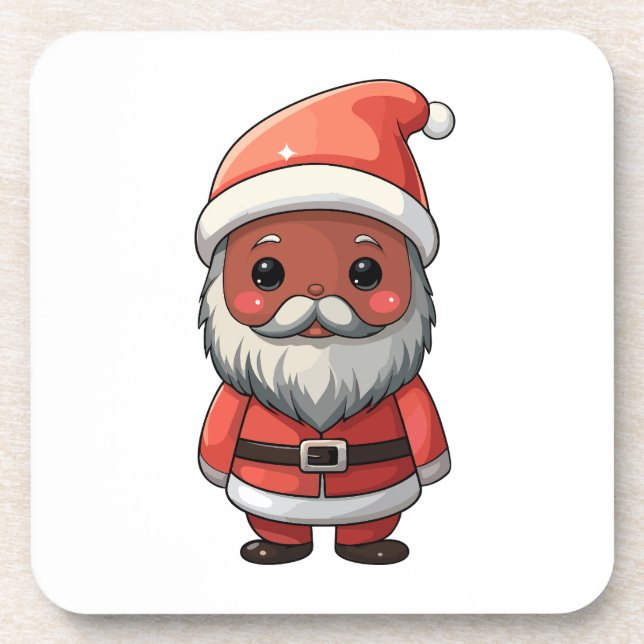 Niedlicher Cartoon Santa Claus Illustration Getränkeuntersetzer (Vorderseite)