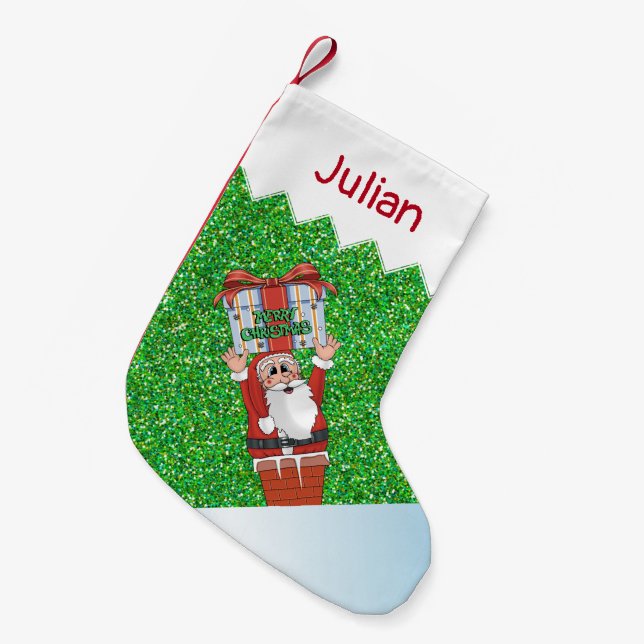 Niedlicher Cartoon Santa Kids Strumpf Kleiner Weihnachtsstrumpf (Vorderansicht (hängend))