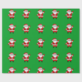 Niedlicher Cartoon Santa Red Green Weihnachten Geschenkpapier