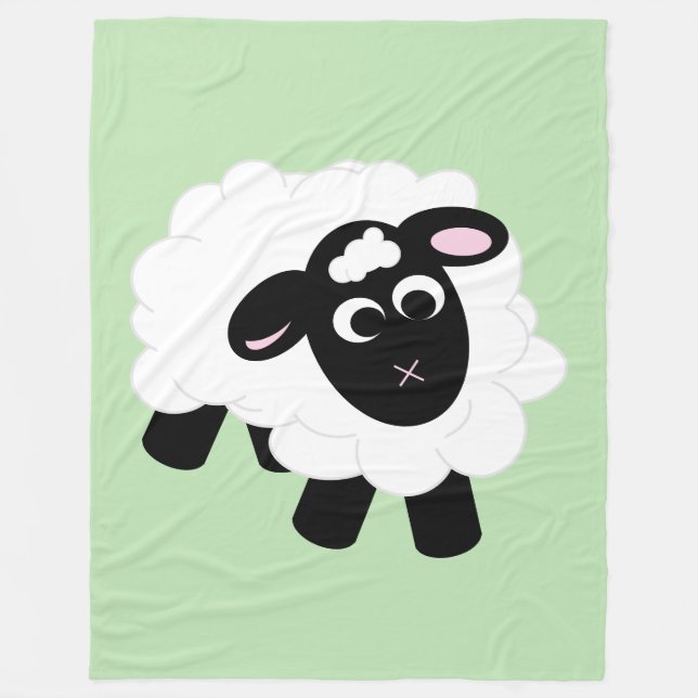Niedlicher Cartoon Schafe Grüne Fleece Blanket (Vorderseite)