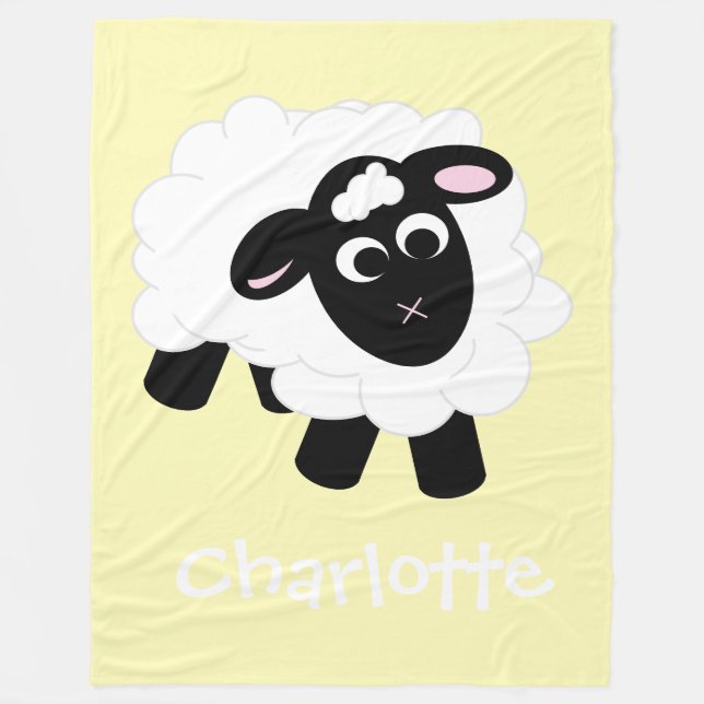Niedlicher Cartoon Schafgelb Name Fleece Blankon (Vorderseite)