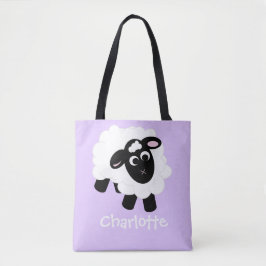 Niedlicher Cartoon Schafname Lila Totbeutel Tasche