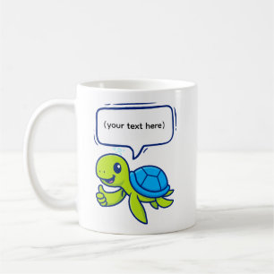 Niedlicher Cartoon Schildkröte mit Sprechblase Kaffeetasse