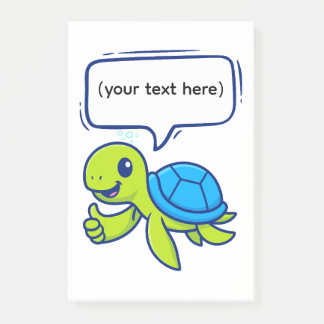 Niedlicher Cartoon Schildkröte mit Sprechblase Post-it Klebezettel