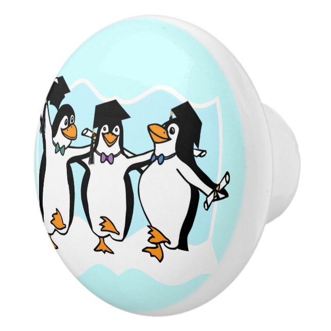 Niedlicher Cartoon Schließen Pinguine Keramikknauf (Rechts)