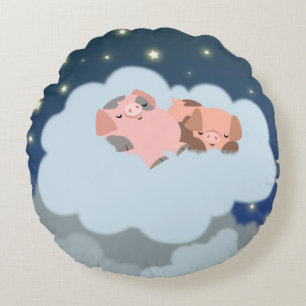Niedlicher Cartoon Schlummerschweine Rundkissen Rundes Kissen