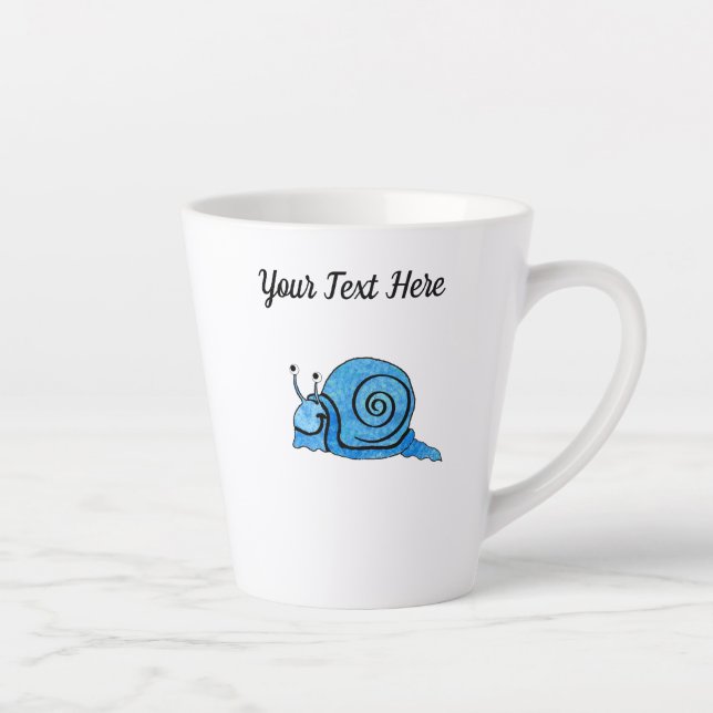 Niedlicher Cartoon Schnecke Gefärbte Krawatte Blau Milchtasse (Rechts)
