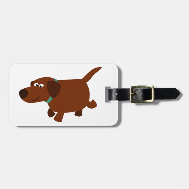 Niedlicher Cartoon Schokolade-Labrador-Gepäckmarki Gepäckanhänger (Vorderseite horizontal)