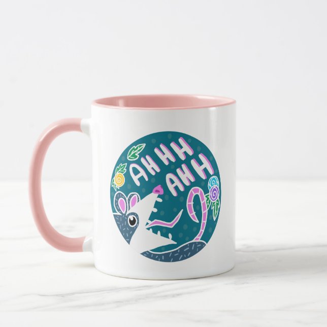 Niedlicher Cartoon Schrei-Possum Tasse (Links)