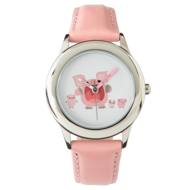 Niedlicher Cartoon Schreien Schweine beobachten Armbanduhr (Vorderseite)