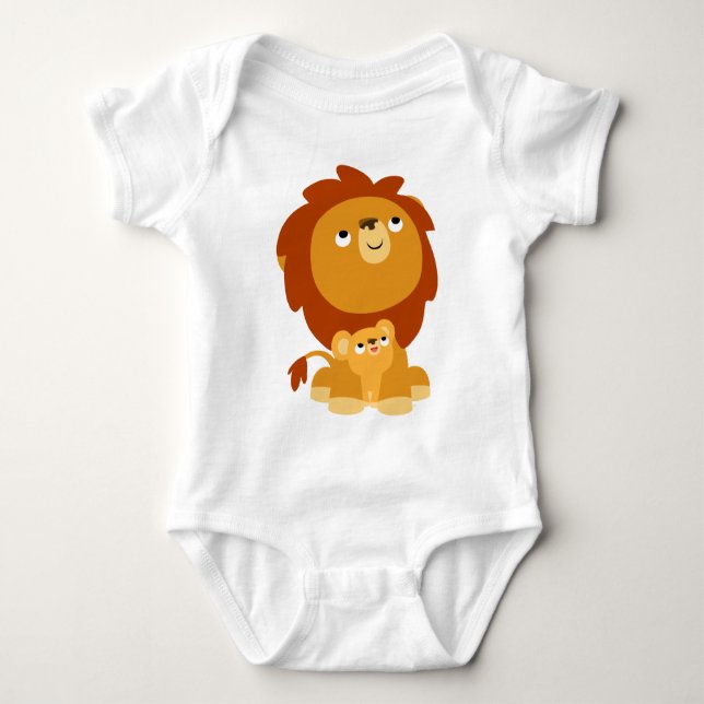 Niedlicher Cartoon Schutzfolie Lion & Cub Baby Str Baby Strampler (Vorderseite)