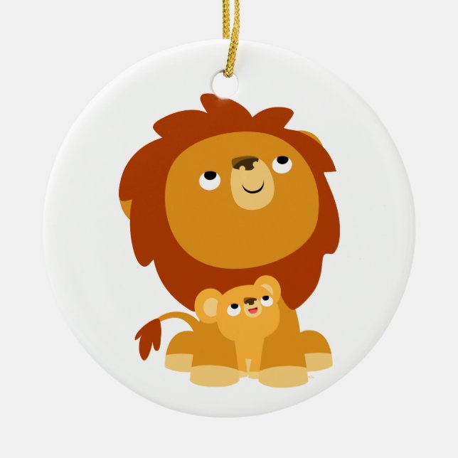 Niedlicher Cartoon Schutzhaube Vater Löwe Keramik Ornament (Vorne)