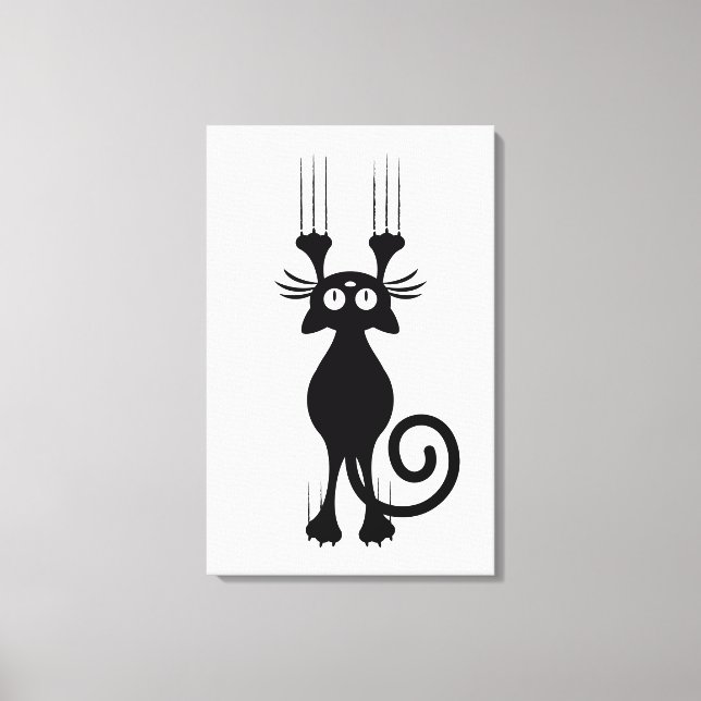 Niedlicher Cartoon Schwarze Katze Leinwanddruck (Vorderseite)