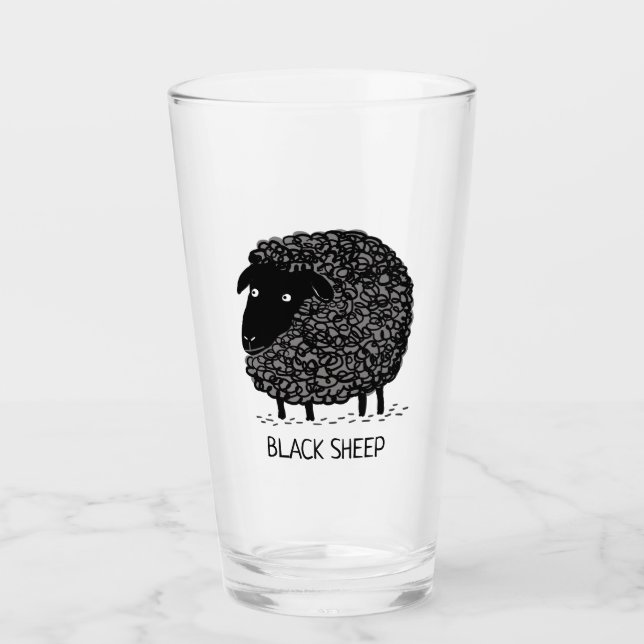 Niedlicher Cartoon-schwarze Schafe mit Glas (Vorderseite)
