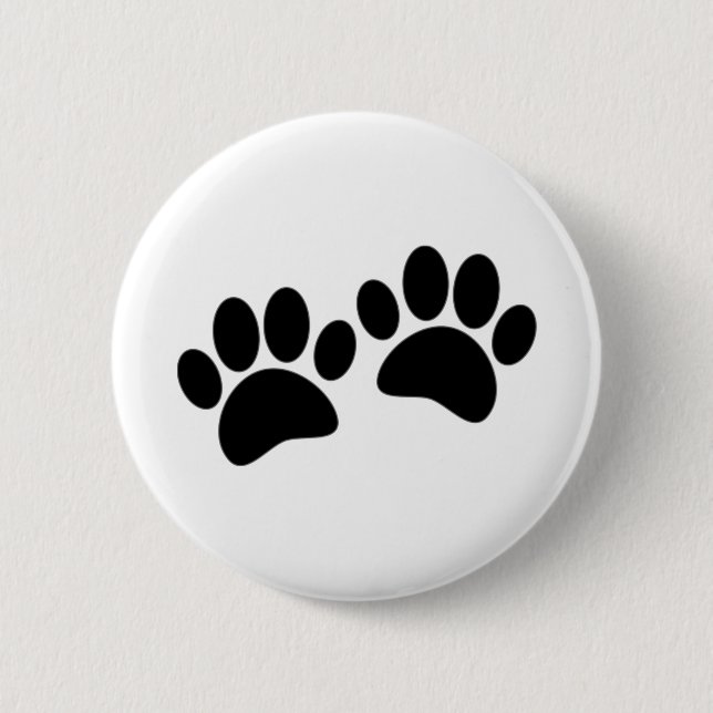 Niedlicher Cartoon Schwarze Welpe Paw Prints Button (Vorderseite)
