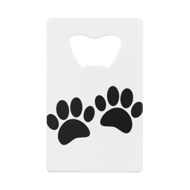 Niedlicher Cartoon Schwarze Welpe Paw Prints Geldbeutel Flaschenöffner (Vorderseite)