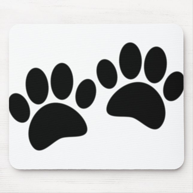 Niedlicher Cartoon Schwarze Welpe Paw Prints Mousepad (Vorne)
