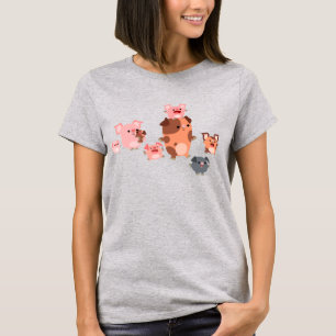 Niedlicher Cartoon-Schwein-Familien-Frauen-T - T-Shirt