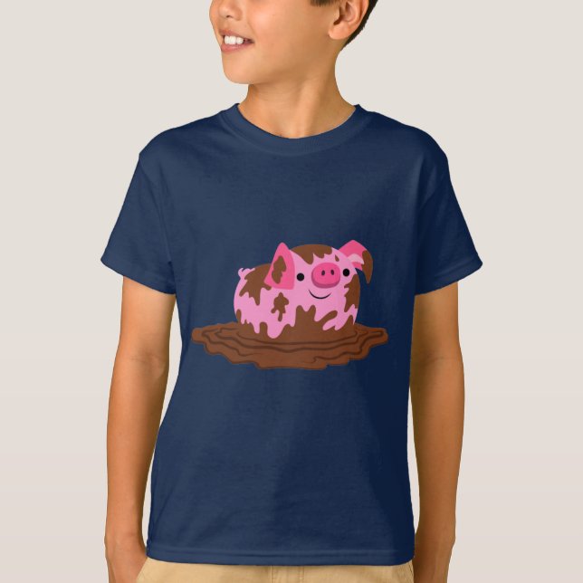 Niedlicher Cartoon Schweinchen im T - Shirt der Mu (Vorderseite)