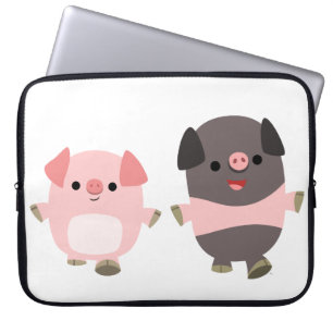 Niedlicher Cartoon Schweine auf einem Spaziergang Laptopschutzhülle