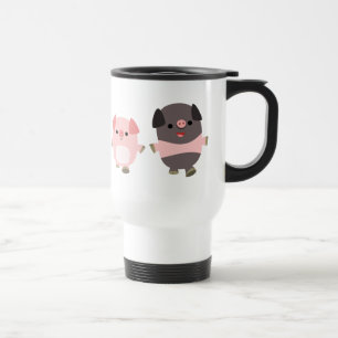 Niedlicher Cartoon Schweine auf einer Tasse des Wa