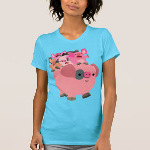 Niedlicher Cartoon Schweine, die Ferkel tragen T-Shirt