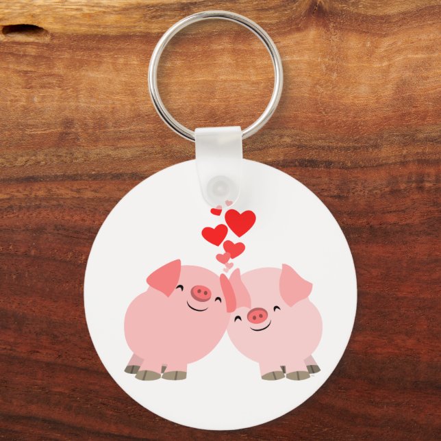 Niedlicher Cartoon Schweine im Schlüsselanhänger L (Vorderseite)