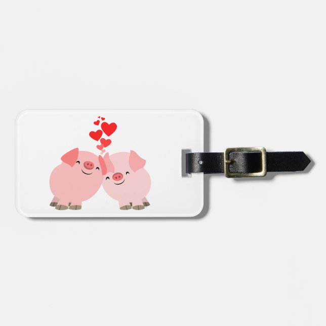 Niedlicher Cartoon Schweine in der Liebe Gepäckmar Gepäckanhänger (Vorderseite horizontal)