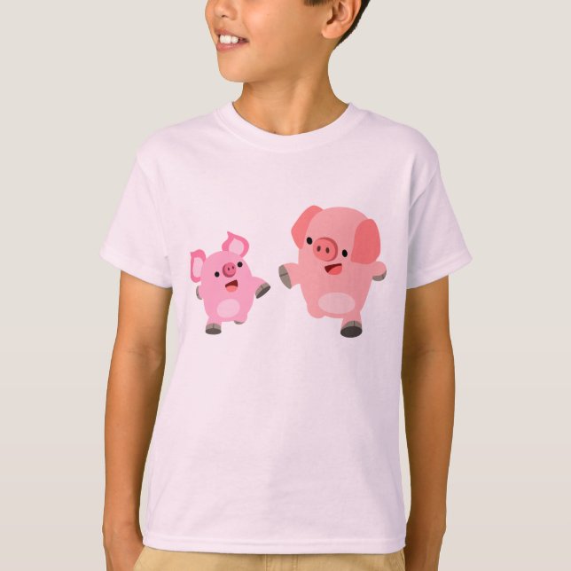 Niedlicher Cartoon Schweine T - Shirt (Vorderseite)