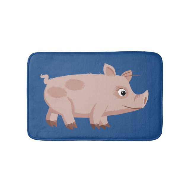 Niedlicher Cartoon Schweinebatter Badematte (Vorderseite)