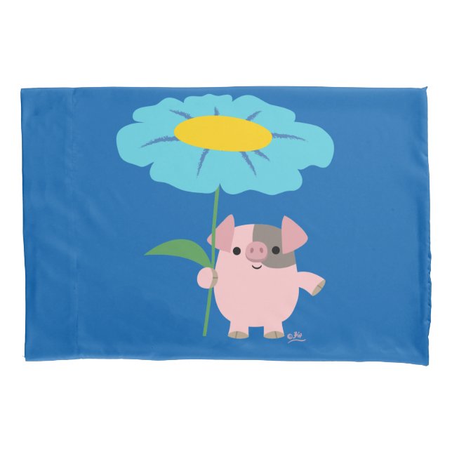 Niedlicher Cartoon Schweinefleisch mit Geschenk (b Kissenbezug (Vorderseite)
