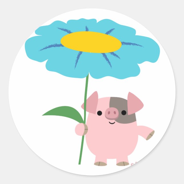 Niedlicher Cartoon Schweinefleisch mit Geschenkauf Runder Aufkleber (Vorderseite)