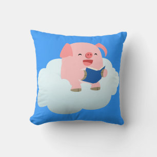 Niedlicher Cartoon-Schweineführer auf Cloud-Kissen Kissen