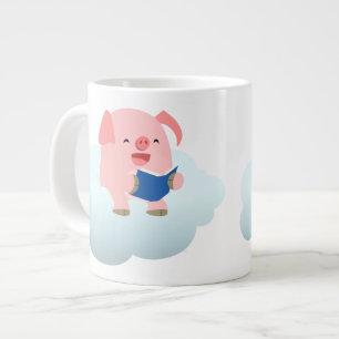 Niedlicher Cartoon-Schweineführer auf der Cloud-Ju Jumbo-Tasse