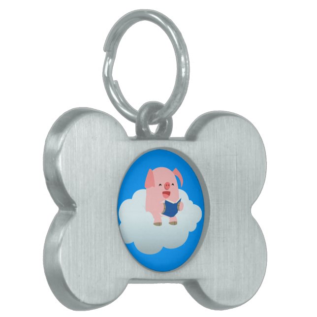 Niedlicher Cartoon-Schweineführer auf der Cloud-Pe Tiermarke (Vorderseite links)