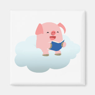 Niedlicher Cartoon-Schweineführer im Cloud-Magnet Magnet