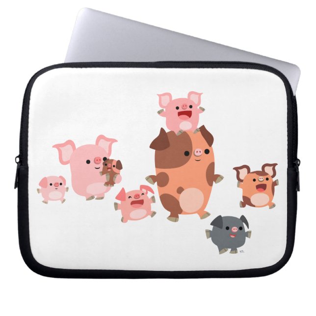Niedlicher Cartoon - Schweinegrippe Laptopschutzhülle (Vorderseite)