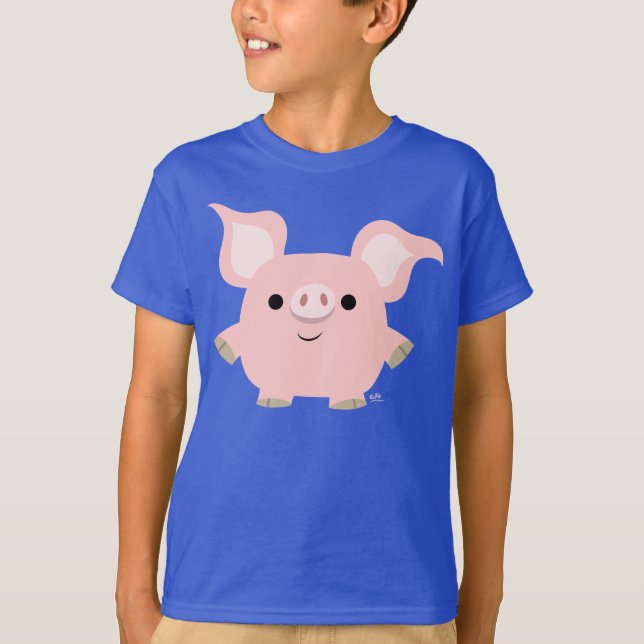 Niedlicher Cartoon Schweinekind T - Shirt (Vorderseite)