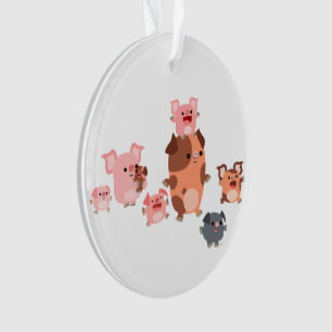 Niedlicher Cartoon Schweinenfamilie Akrylorische O Ornament