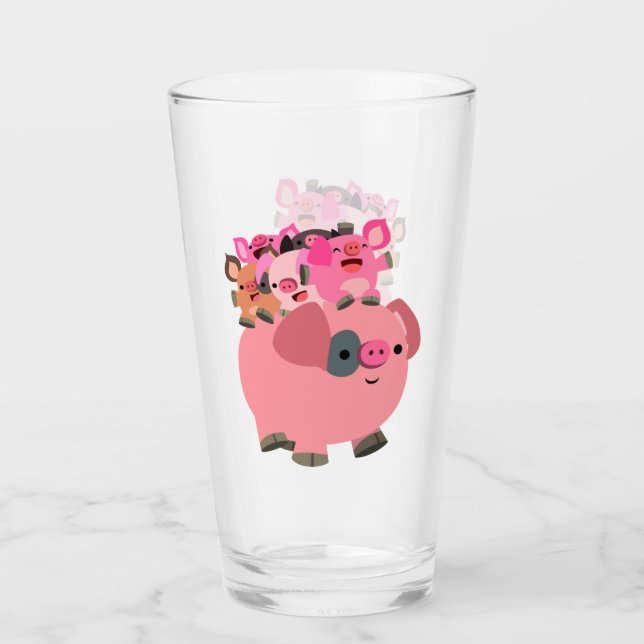 Niedlicher Cartoon Schweineschlachtkörper Glas (Vorderseite)