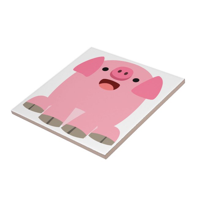 Niedlicher Cartoon Schweineteile Fliese (Seite)